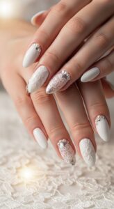 5. White Bridal Nails