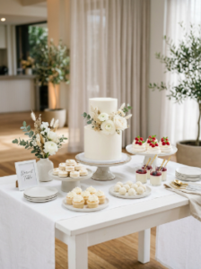 1. White Minimal Dessert Table