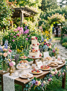 2. Floral Garden Dessert Table