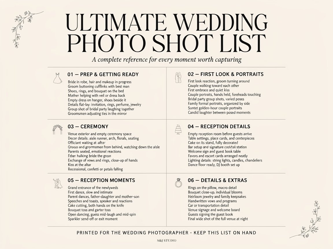 Ultimate Wedding Photo Shot List
